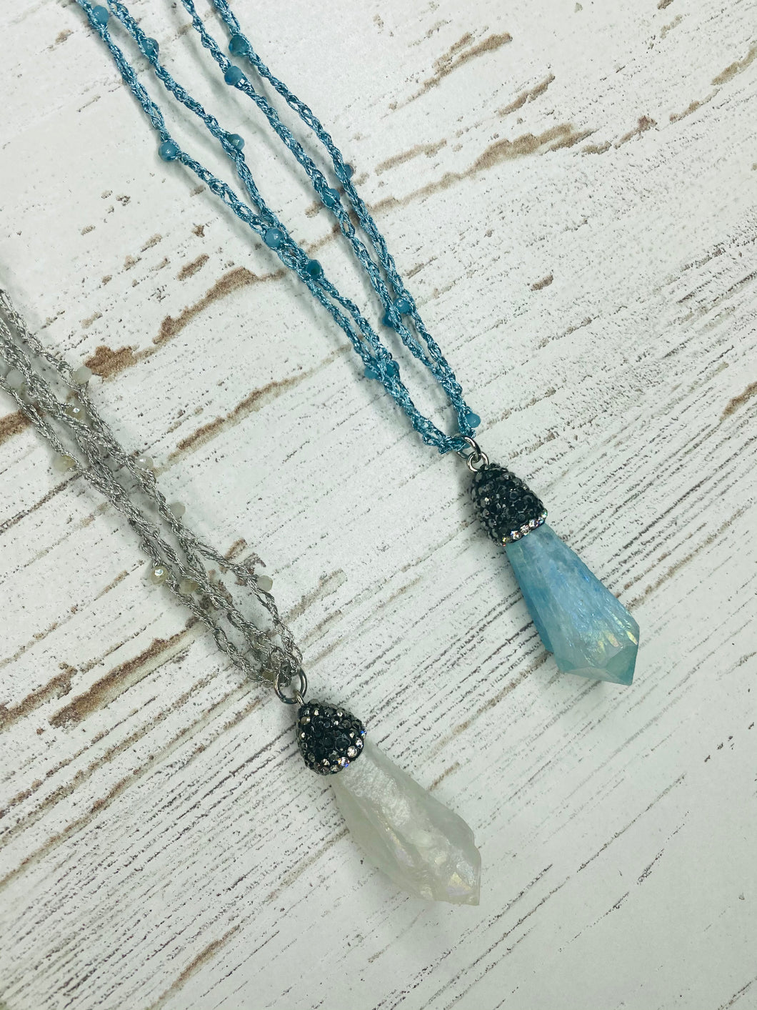 Long Crystal Necklace w/ Earrings