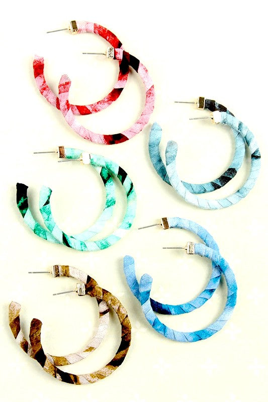 Fabric Post Hoop Earrings