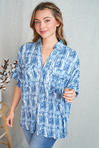 Tie Dye Stripe Pocket Top