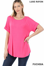 Load image into Gallery viewer, Scoop Neck Rolled Sleeve Top
