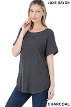 Load image into Gallery viewer, Scoop Neck Rolled Sleeve Top
