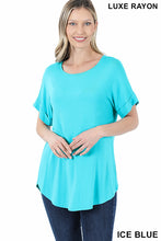 Load image into Gallery viewer, Scoop Neck Rolled Sleeve Top
