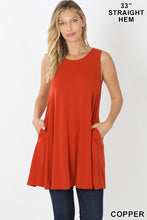 Load image into Gallery viewer, Round Neck Sleeveless Tunic With Side Pockets
