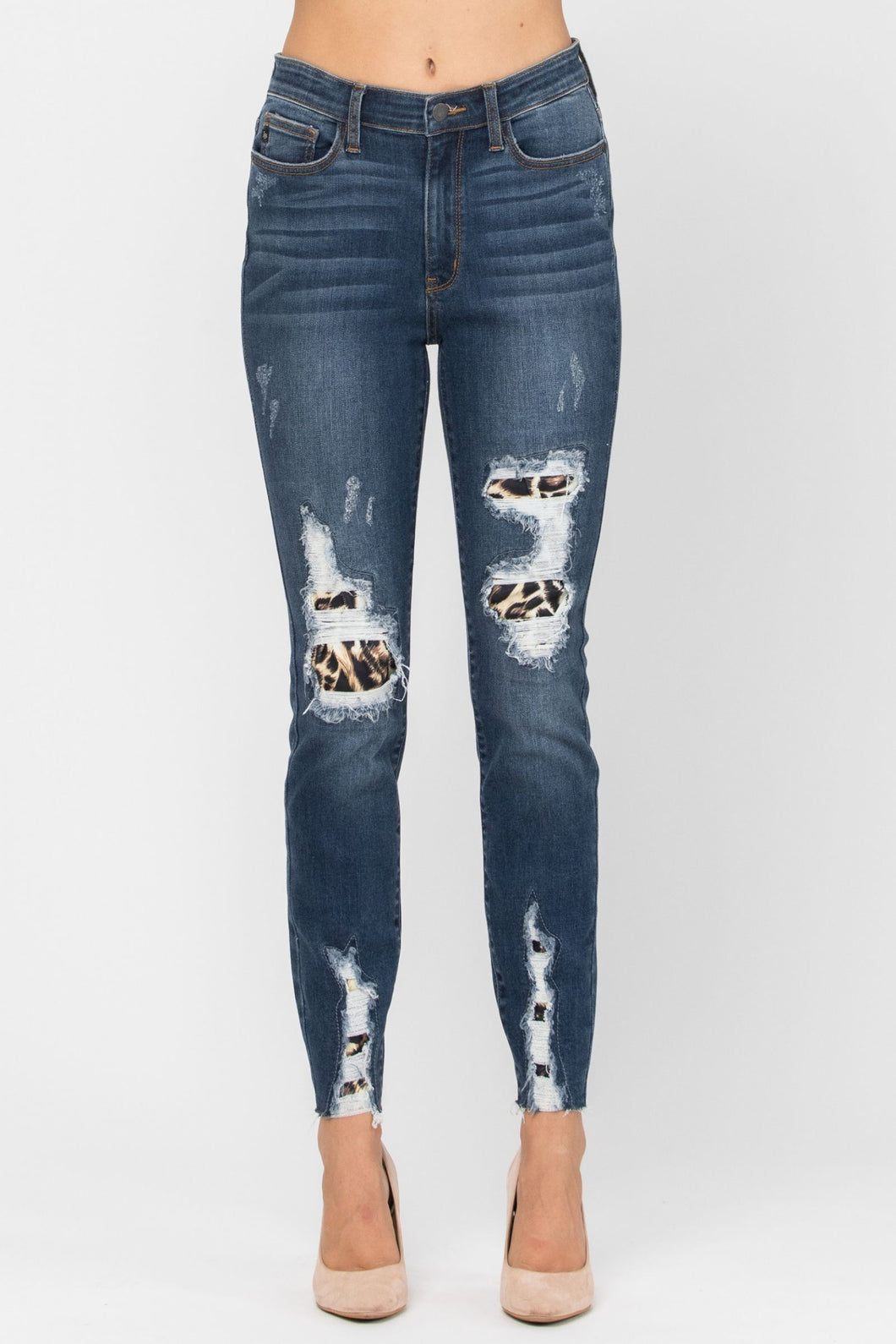 Judy Blue High Waist Leopard Patch Skinny