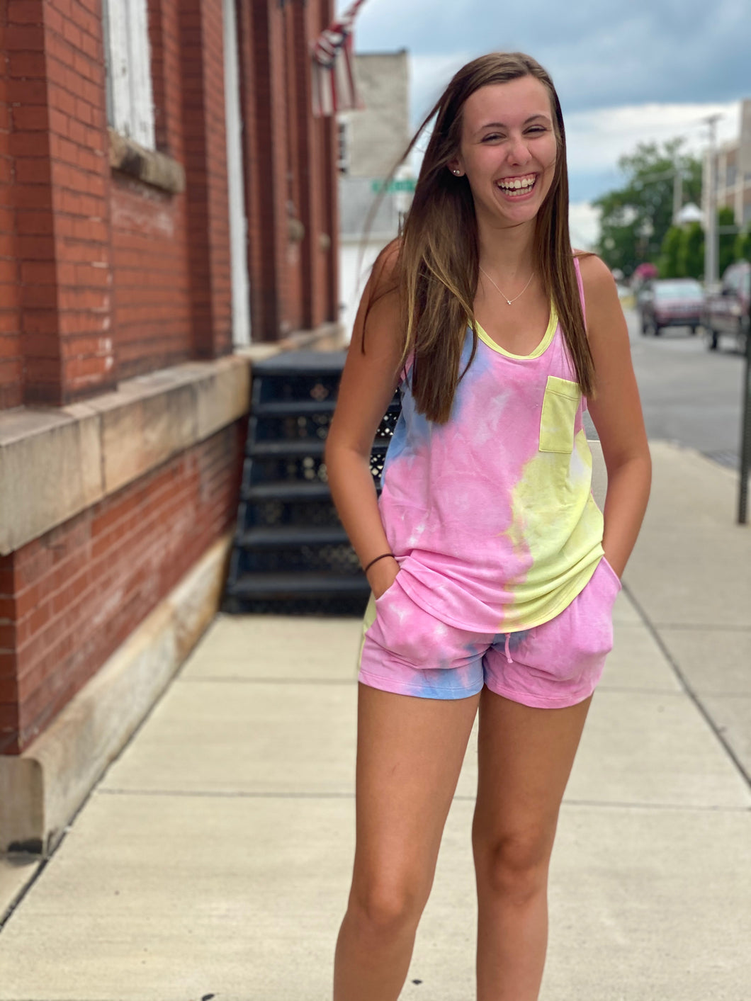 Sleeveless Tie Dye Knit Top