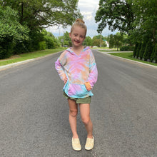 Load image into Gallery viewer, Kid&#39;s Rainbow Sherbet Tie Dye Lightweight Hoodie
