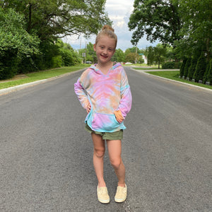 Kid's Rainbow Sherbet Tie Dye Lightweight Hoodie
