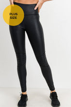 Load image into Gallery viewer, Moto Ribbed-Knee Highwaist Foil Leggings
