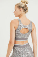 Load image into Gallery viewer, Silver Foil Leopard Print Sports Bra

