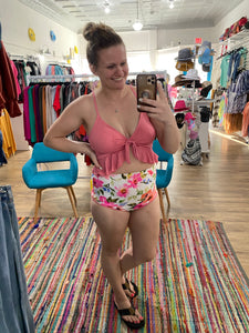 Pink/Pink Floral High Rise Reversible Bottoms