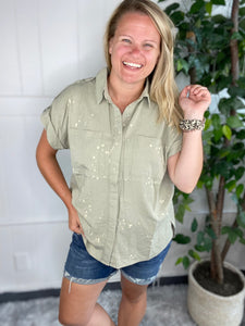 Bleached Button Up Top