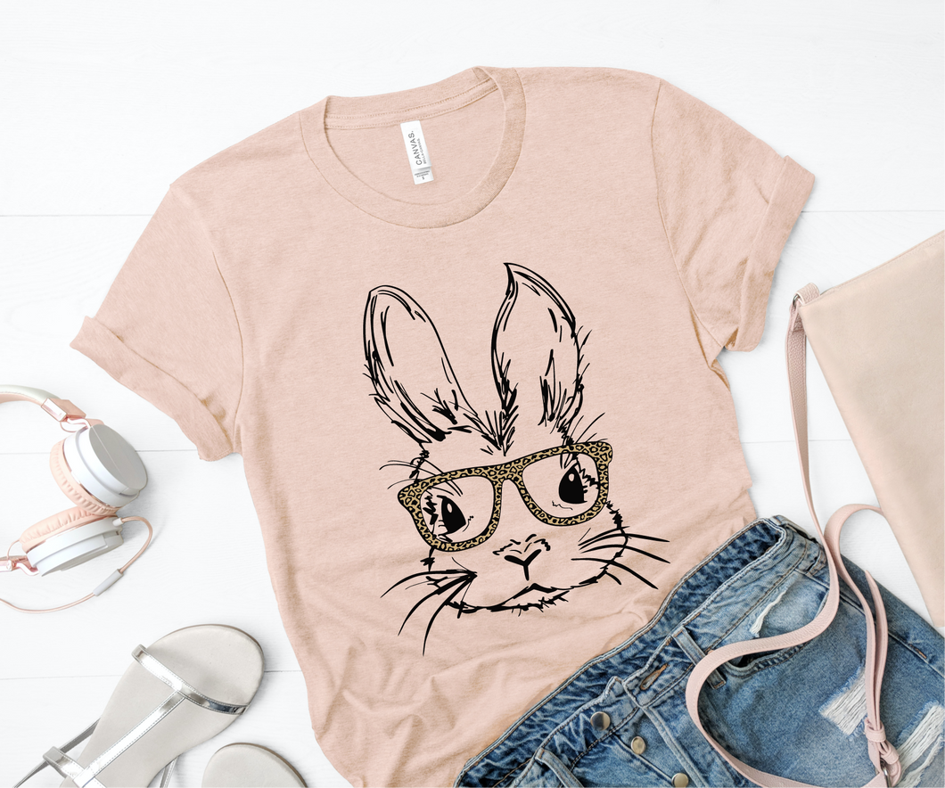 Leopard Glasses Bunny Graphic Tee