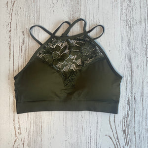 High Neck Lace Cutout Bralette