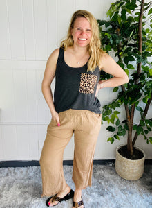 Wide Leg Frayed Hem Pant