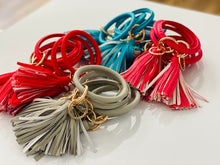 Load image into Gallery viewer, Leather Coated Key Ring With Leather Tassel
