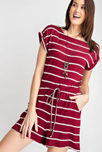 Load image into Gallery viewer, Striped Romper with Bottoned Keyhole Back
